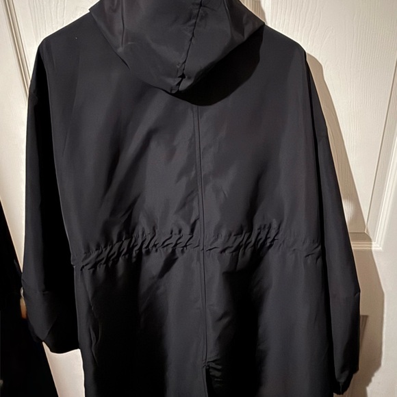 Women's Black Hooded Rain Jacket - Picture 2 of 4